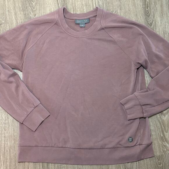 Free Fly Tops - Free Fly Womens Sweatshirt Sz S Bamboo Fleece Crewneck Mauve Purple Pullover
